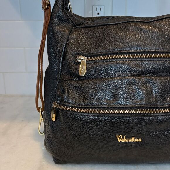 Valentina Bag Purse Handbag Leather Italian Pebbled Convertible Strap Shoulder - Picture 4 of 16